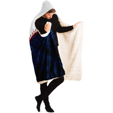 Load image into Gallery viewer, Personalized Baseball Hooded Blanket Blue & White