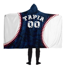 Load image into Gallery viewer, Baseball Gift Ideas New York Baseball Personalized Hooded Blanket Blue & White