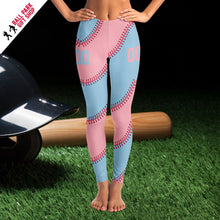 Load image into Gallery viewer, Personalized Leggings Pale Blue and Pink