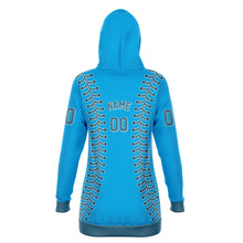 Load image into Gallery viewer, Marlines Personalized Long Hoodie Aqua