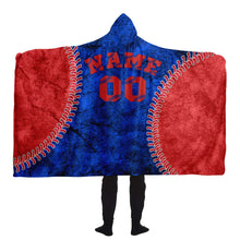 Load image into Gallery viewer, Chicago Baseball Personalized Hooded Blanket Blue & Red