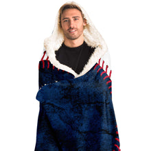 Load image into Gallery viewer, Personalized Baseball Hooded Blanket Blue & White