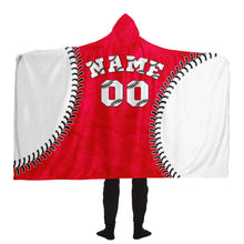 Load image into Gallery viewer, Personalized Baseball Hooded Blanket Red & White