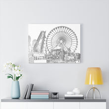 Load image into Gallery viewer, Art Sketch Wall Art Print Wildwood Moreys Piers Beach Sky Big Ferris Wheel