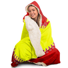 Load image into Gallery viewer, Softball Baseball Personalized Hooded Blanket Red & Yellow