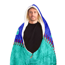 Load image into Gallery viewer, Personalized Baseball Hooded Blanket Blue and Turquoise