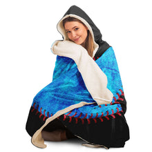 Load image into Gallery viewer, Miami Baseball Personalized Hooded Blanket Black & Blue