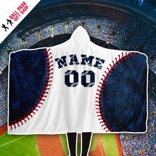 Load image into Gallery viewer, Personalized Baseball Hooded Blanket Blue & White