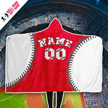 Load image into Gallery viewer, Personalized Baseball Hooded Blanket Red & White