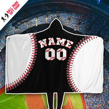 Load image into Gallery viewer, Personalized Baseball Hooded Blanket Black & White