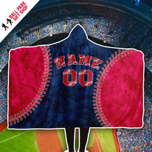 Load image into Gallery viewer, Boston Baseball Personalized Hooded Blanket Red & Blue