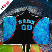 Load image into Gallery viewer, Miami Baseball Personalized Hooded Blanket Black & Blue