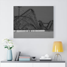 Load image into Gallery viewer, Wildwood Wooden Roller Coaster Black and White Photography Wall Art Print