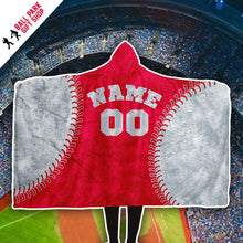 Load image into Gallery viewer, Seattle Baseball Personalized Hooded Blanket Red & Silver