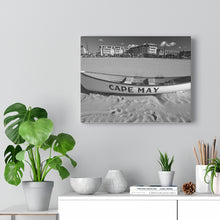 Load image into Gallery viewer, Black and White Photography Wall Art Print Lifeboat Beach Cape May NJ
