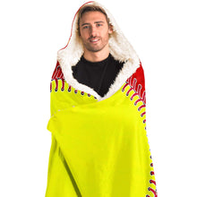 Load image into Gallery viewer, Softball Baseball Personalized Hooded Blanket Red & Yellow
