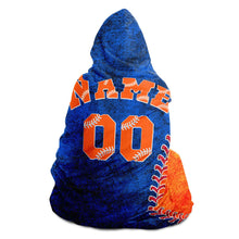 Load image into Gallery viewer, New York Baseball Personalized Hooded Blanket Blue & Orange