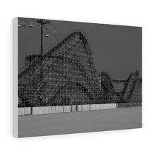 Load image into Gallery viewer, Wildwood Wooden Roller Coaster Black and White Photography Wall Art Print