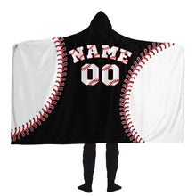 Load image into Gallery viewer, Personalized Baseball Hooded Blanket Black & White