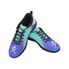 Load image into Gallery viewer, Baseball Sneakers Blue and Turquoise