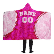 Load image into Gallery viewer, Personalized Baseball Hooded Blanket Rose & Pink