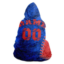 Load image into Gallery viewer, Chicago Baseball Personalized Hooded Blanket Blue & Red