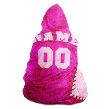 Load image into Gallery viewer, Personalized Baseball Hooded Blanket Rose & Pink