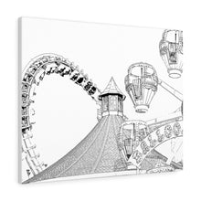Load image into Gallery viewer, Art Sketch Wall Art Print Wildwood NJ Boardwak Roller Coaster & Ferris Wheel