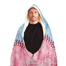 Load image into Gallery viewer, Personalized Baseball Hooded Blanket Pale Blue and Pink