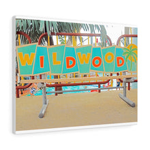 Load image into Gallery viewer, Watercolor Painting Wall Art Print Moreys Piers Wildwood NJ Piers Amusement Park Bench