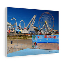 Load image into Gallery viewer, Canvas Print Wildwood New Jersey shore Big Ferris Wheel Ocean View