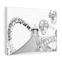 Load image into Gallery viewer, Art Sketch Wall Art Print Wildwood NJ Boardwak Roller Coaster & Ferris Wheel