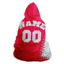 Load image into Gallery viewer, Seattle Baseball Personalized Hooded Blanket Red & Silver