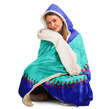 Load image into Gallery viewer, Personalized Baseball Hooded Blanket Blue and Turquoise