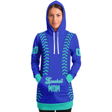 Load image into Gallery viewer, Personalized Long Hoodie Cobalt Blue & Turquoise
