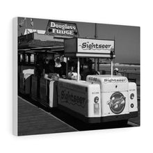 Load image into Gallery viewer, Black and White Photography Wall Art Print WIldwood Boardwalk Tramcar