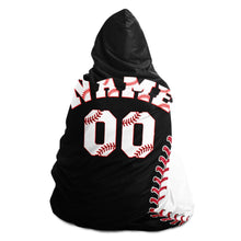 Load image into Gallery viewer, Personalized Baseball Hooded Blanket Black & White