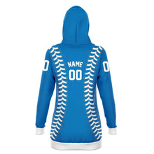 Load image into Gallery viewer, Personalized Long Hoodie Blue & White