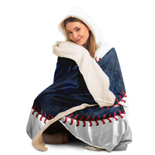 Load image into Gallery viewer, Personalized Baseball Hooded Blanket Blue & White