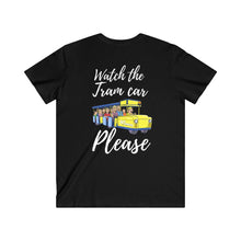 Load image into Gallery viewer, Watch The Tramcar Please Wildwood NJ In Black Men's Fitted V-Neck Short Sleeve Tee
