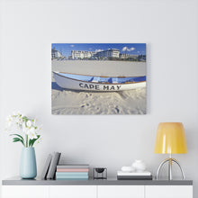 Load image into Gallery viewer, Canvas Print Lifeboat On Beach Morning Cape May New Jersey