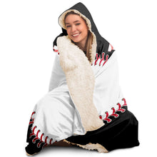 Load image into Gallery viewer, Personalized Baseball Hooded Blanket Black & White