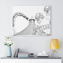 Load image into Gallery viewer, Art Sketch Wall Art Print Wildwood NJ Boardwak Roller Coaster & Ferris Wheel