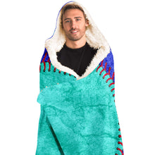 Load image into Gallery viewer, Personalized Baseball Hooded Blanket Blue and Turquoise