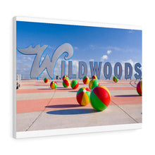 Load image into Gallery viewer, Canvas Print Wildwood Crest Wildwoods Sign Beach balls Jersey Shore