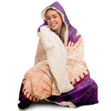 Load image into Gallery viewer, Personalized Baseball Hooded Blanket Purple and Coral