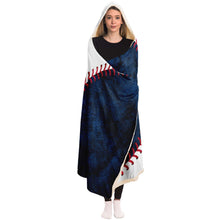 Load image into Gallery viewer, Personalized Baseball Hooded Blanket Blue & White