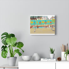 Load image into Gallery viewer, Watercolor Painting Wall Art Print Moreys Piers Wildwood NJ Piers Amusement Park Bench