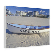 Load image into Gallery viewer, Canvas Print Lifeboat On Beach Morning Cape May New Jersey