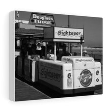 Load image into Gallery viewer, Black and White Photography Wall Art Print WIldwood Boardwalk Tramcar